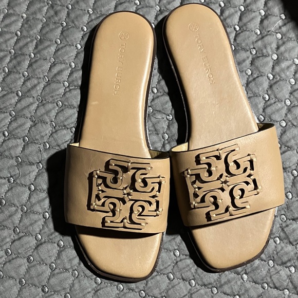 Tory Burch Brown Logo Slide Sandals - Picture 5 of 5